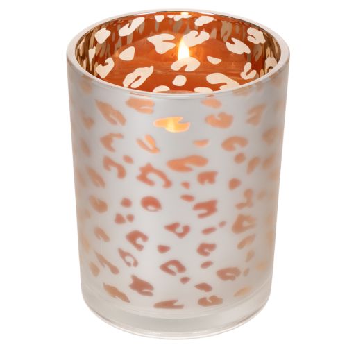 Porte-bougie chauffe-plat en verre à motif léopard, 12 cm | Floristik24.fr