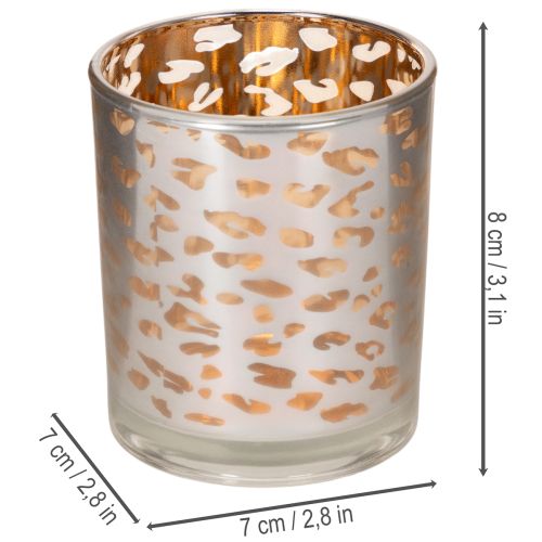 Porte-bougie chauffe-plat en verre à motif léopard bicolore, 8 cm | Floristik24.fr