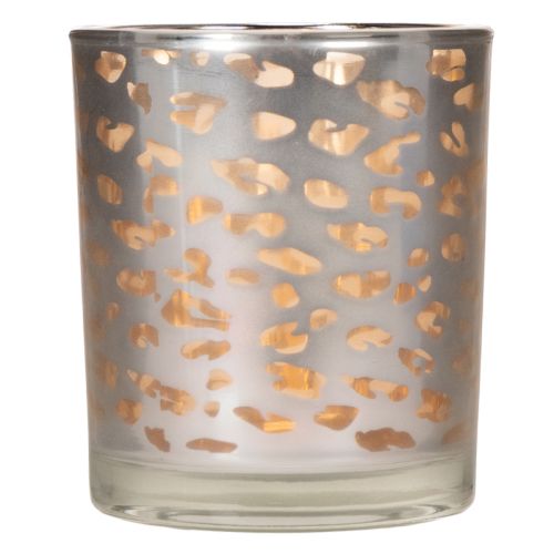 Porte-bougie chauffe-plat en verre à motif léopard bicolore, 8 cm | Floristik24.fr