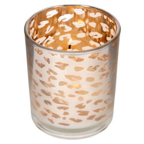 Porte-bougie chauffe-plat en verre à motif léopard bicolore, 8 cm | Floristik24.fr