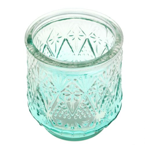 Floristik24 Photophore verre orange / jaune / turquoise Ø8cm 3pcs