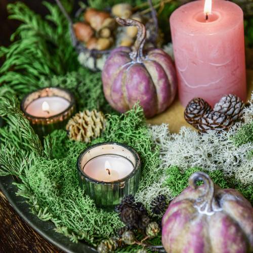 Floristik24 Photophore en verre vintage fermier argenté Ø4.8cm H3cm 4pcs