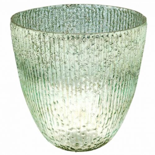 Bougie lanterne en verre bleu vert décoration de table verre Ø21cm H21.5cm