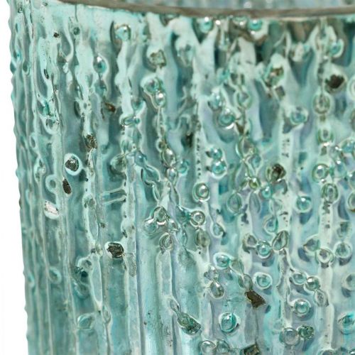 Floristik24 Photophore en verre lanterne bleue décoration bougie en verre 8cm
