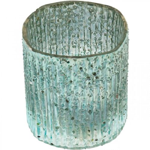 Floristik24 Photophore en verre lanterne bleue décoration bougie en verre 8cm