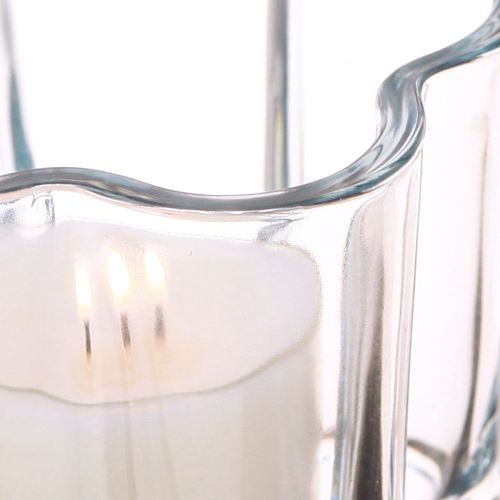 Article Photophore en verre fleur bleu Ø7,5cm H6cm 6pcs