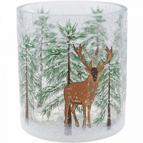 Floristik24 Photophore verre Noël craquelé verre photophore H13cm