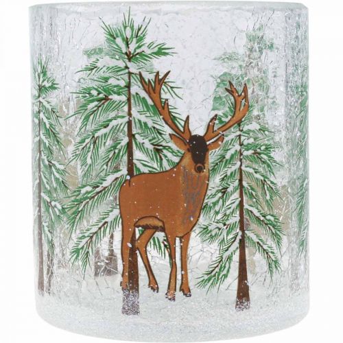 Article Photophore verre Noël Verre photophore craquelé H10cm