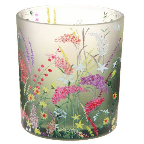Article Photophore verre fleurs printemps été H8cm 6 pcs
