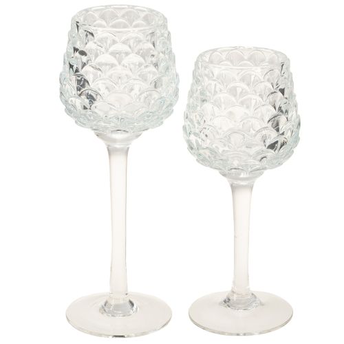 Photophore cône en verre avec base H19,5/22,5 cm lot de 2