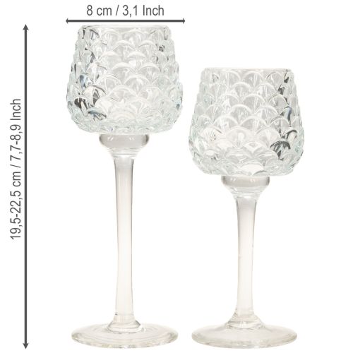 Article Photophore cône en verre avec base H19,5/22,5 cm lot de 2