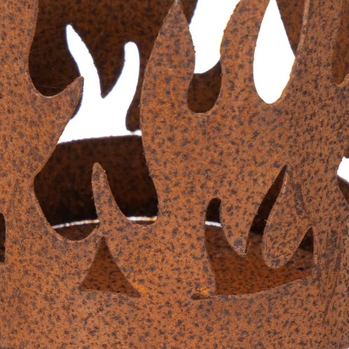 Porte-bougie chauffe-plat, forme bougie, décor rouille, métal patiné, H36cm | Floristik24.fr