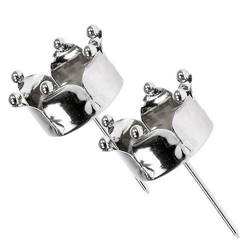 Article Photophore couronne argent Ø4,8cm 4 pcs