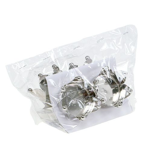 Floristik24 Photophore couronne argent Ø4.8cm 4pcs