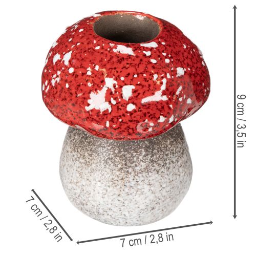 Champignon décoratif, amanite tue-mouches, porte-bougie chauffe-plat pour décoration de table, 9 cm | Floristik24.fr