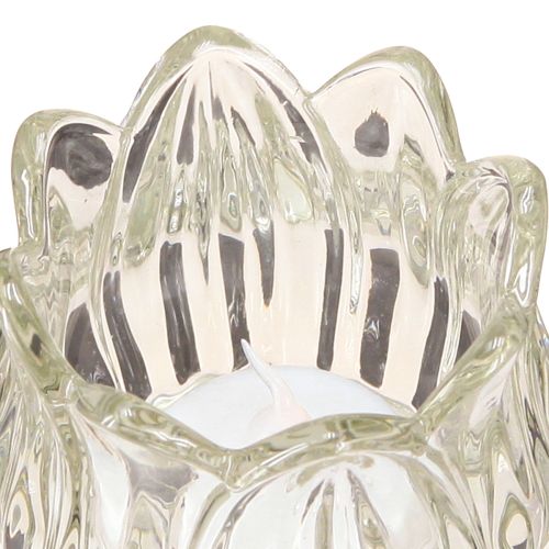 Article Photophore tulipe en verre avec base transparente Ø7cm H16cm 2pcs