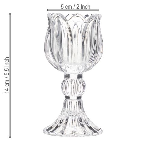 Article Bougeoirs en verre à motif floral pour une décoration de table élégante, 14 cm, lot de 2