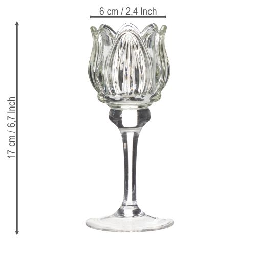 Article Porte-bougie chauffe-plat en verre, forme de fleur décorative pour une ambiance élégante, 17 cm