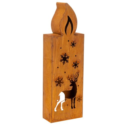 Porte-bougie chauffe-plat de Noël, bougeoir en métal rouillé, motif cerf, 45 x 14 cm acheter | Floristik24.fr