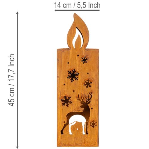 Porte-bougie chauffe-plat de Noël, bougeoir en métal rouillé, motif cerf, 45 x 14 cm | Floristik24.fr