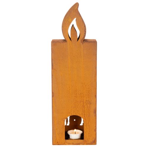 Porte-bougie chauffe-plat de Noël, bougeoir en métal rouillé, motif cerf, 45 x 14 cm | Floristik24.fr