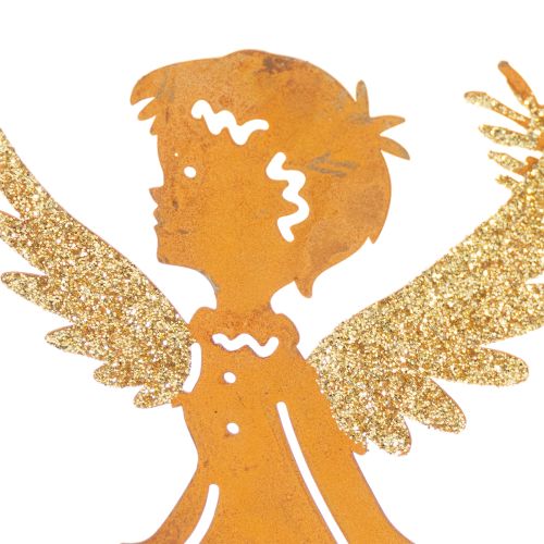 Porte-bougie chauffe-plat de Noël, décoration ange, finition rouille, Ø8 cm H18 cm | Floristik24.fr