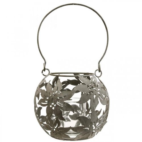 Wind light métal décoration à suspendre lanterne décorative grise Ø14cm H13cm