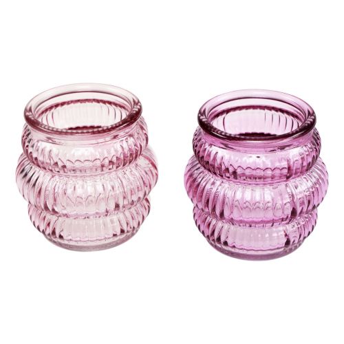 Floristik24 Photophore verre décoration violet rose Ø7,5cm H7,5cm 2pcs