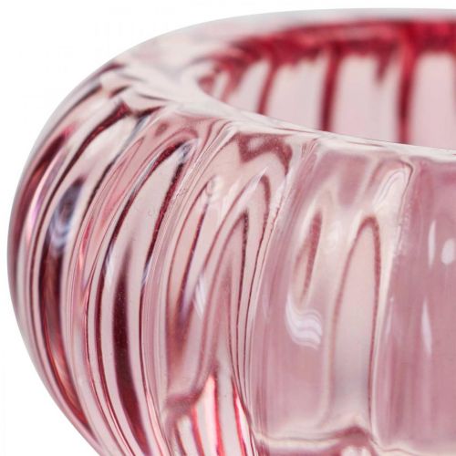 Floristik24 Photophore Verre Bougeoir Rond Rose Ø8cm H3.5cm