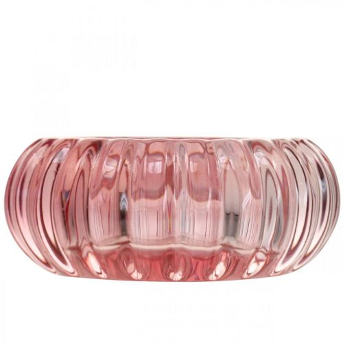 Floristik24 Photophore Verre Bougeoir Rond Rose Ø8cm H3.5cm