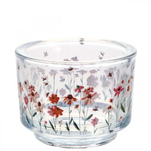 Floristik24 Photophore verre lanterne prairie d'été abeilles Ø9cm