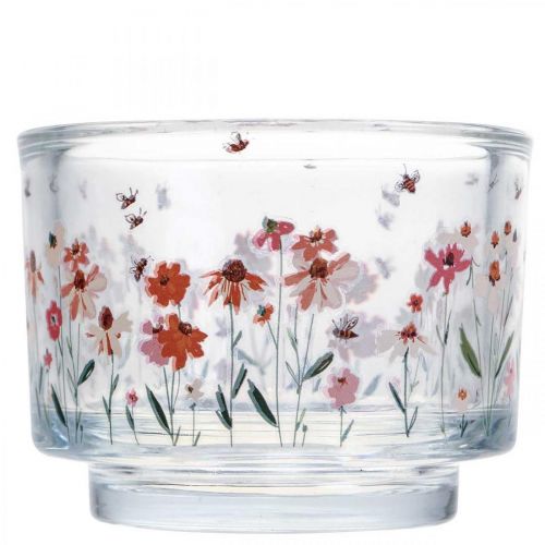 Floristik24 Photophore verre lanterne prairie d&#39;été abeilles Ø9cm