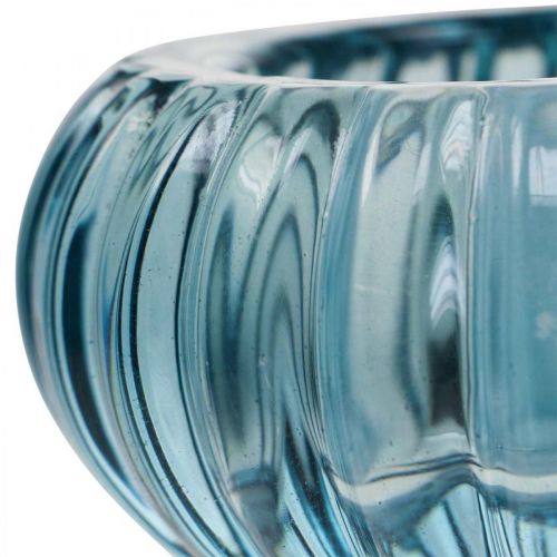 Floristik24 Photophore Verre Bougeoir Rond Bleu Ø8cm H3.5cm
