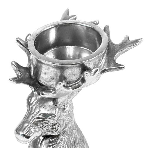 Floristik24 Photophore tête de cerf argent 8,5 cm