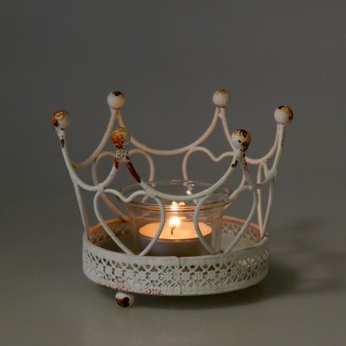 Floristik24 Support à bougie couronne blanc Ø 13 cm H. 9,5 cm