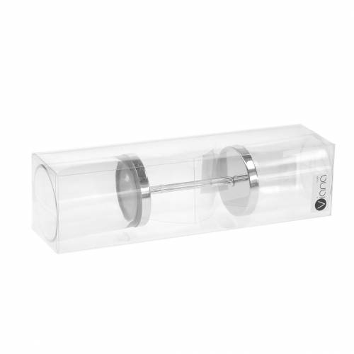 Article Bougeoir à brancher métal/verre Ø6,5cm H19cm 2 pcs