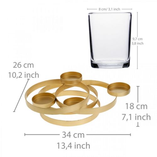 Floristik24 Bougeoir de l'Avent métal rond doré avec 4 verres 34×26×18cm