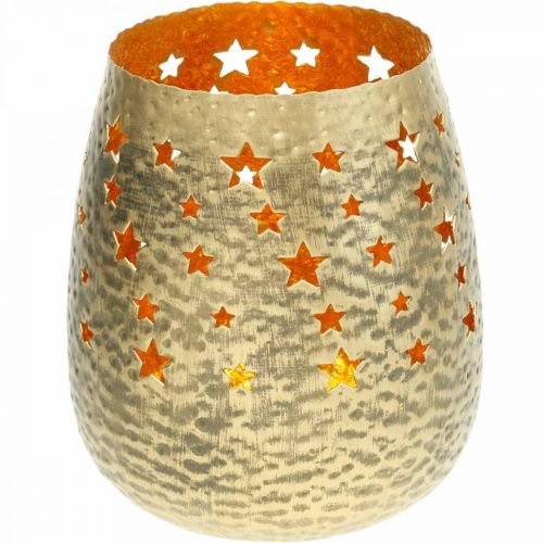 Floristik24 Bougeoir décoration de Noël en métal avec étoiles dorées Ø18cm H20cm