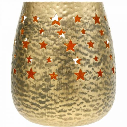 Floristik24 Bougeoir décoration de Noël en métal avec étoiles dorées Ø18cm H20cm