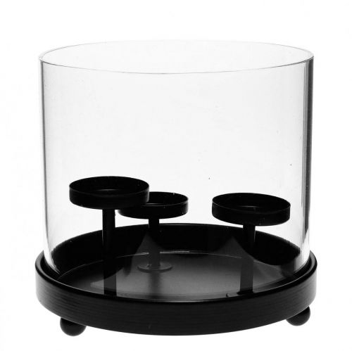 Photophore photophore verre métal noir Ø19cm H18cm