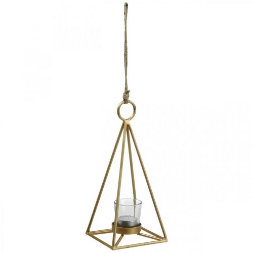 Floristik24 Photophore suspendu lanterne décoration métal doré 12.5×12.5×28cm