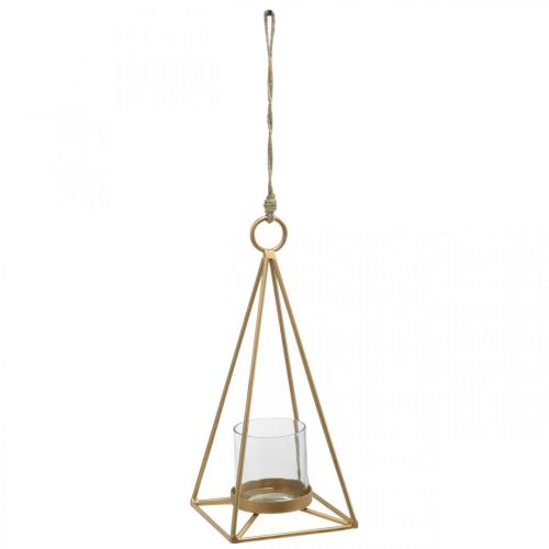 Lanterne suspendue dorée bougeoir à suspendre 15×15×38cm