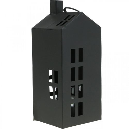 Floristik24 Lanterne maison, maison lumineuse métal noir Ø4.4cm H22cm