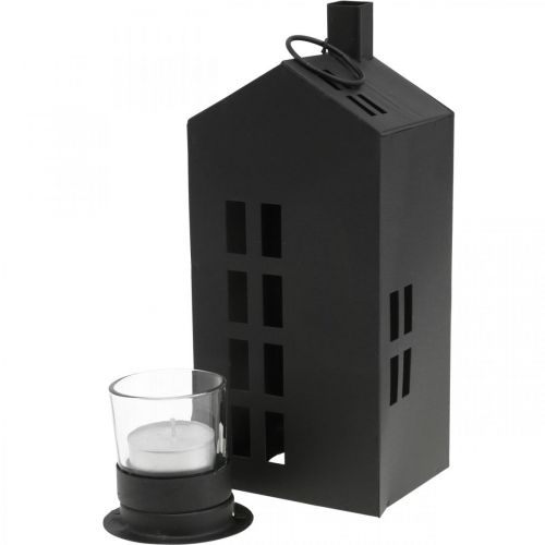 Floristik24 Lanterne maison, maison lumineuse métal noir Ø4.4cm H22cm