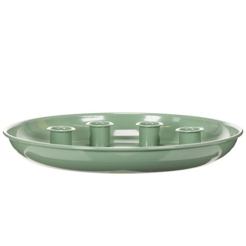Assiette décorative verte avec 4 porte-bougies - Ø 24 cm | Floristik24.fr