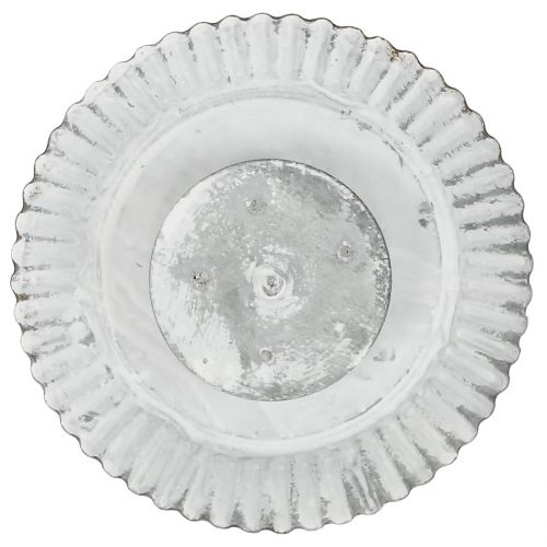 Floristik24 Assiette avec Chandelier Gris-Blanc Ø15cm H3,5cm