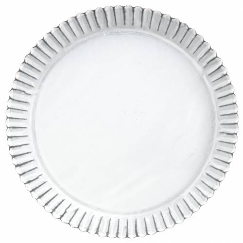 Floristik24 Assiette décorative plat à four zinc blanc Ø19.5cm H2cm