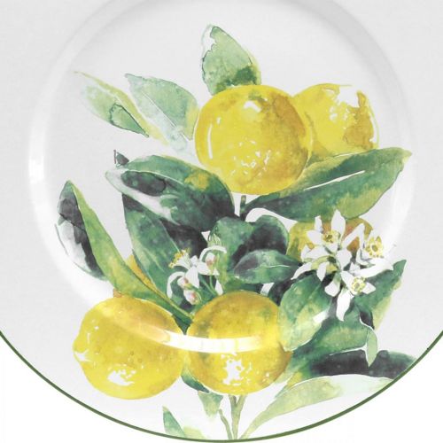 Article Assiette décorative, méditerranéenne, assiette en métal avec branche de citronnier Ø34cm