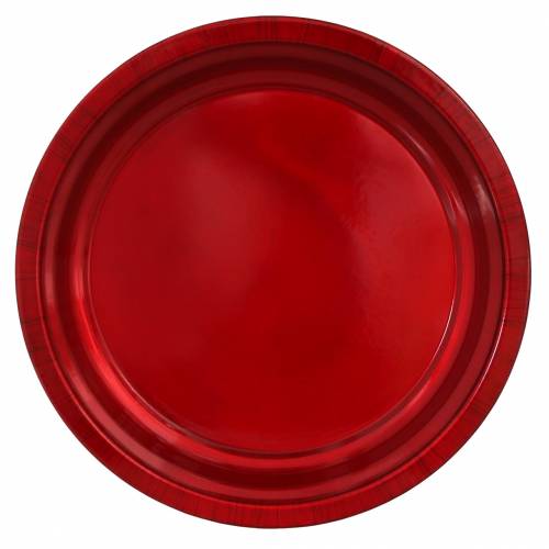 Assiette décorative en métal rouge effet vernis Ø38cm