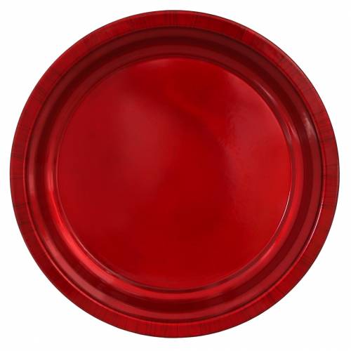 Article Assiette décorative en métal rouge avec effet glacis Ø38cm